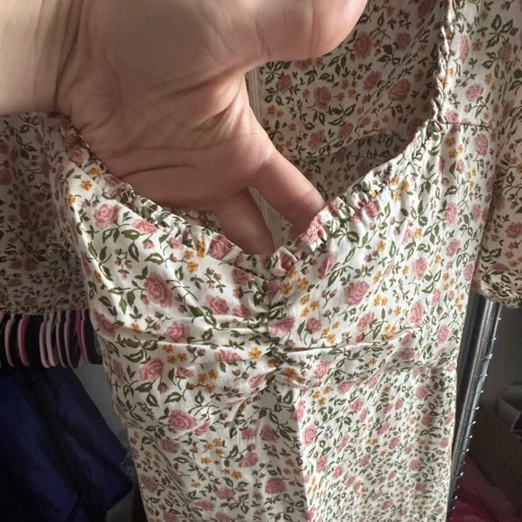 Reformation Kelby Floral Summer Dress Pink Cream Short Sleeve size small - Picture 10 of 12